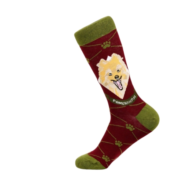 Pomeranian Pup Paw Argyle Unisex Socks NWT - Picture 4 of 9